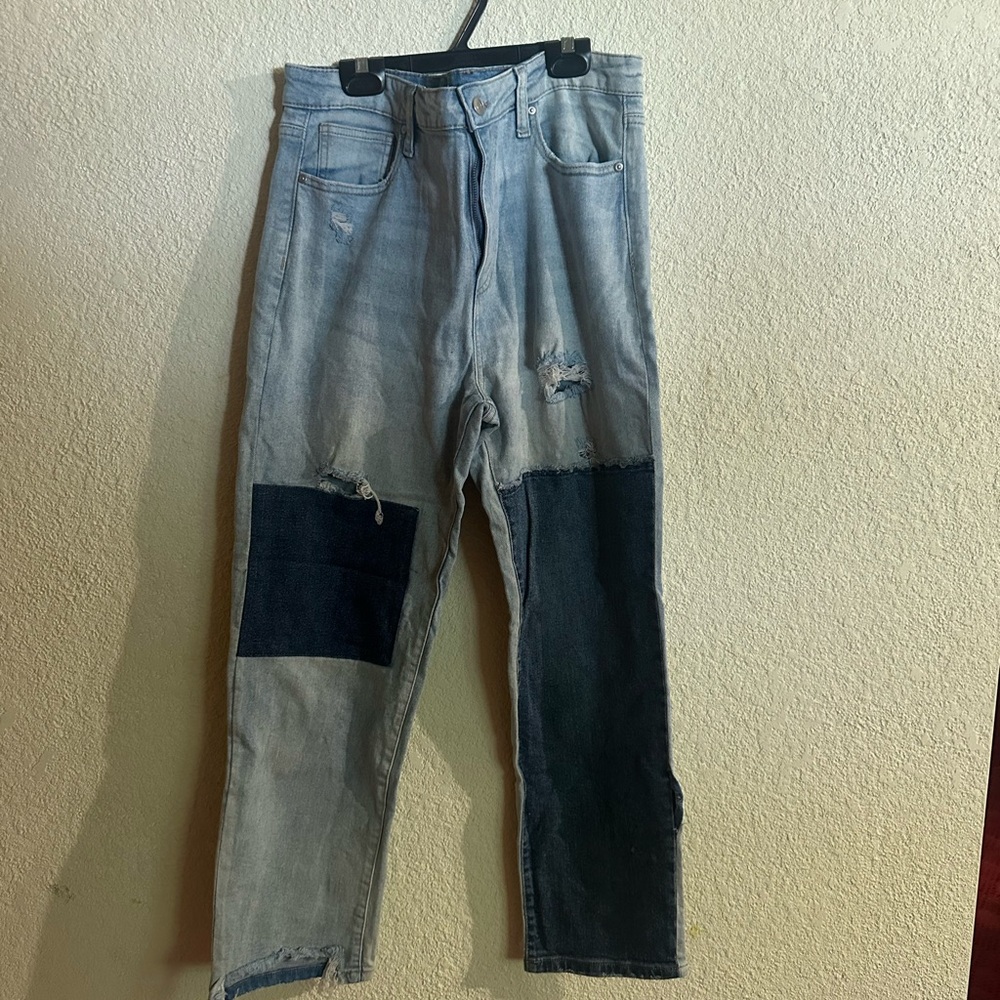 Celebrity Pink Women's Light Blue Patchwork Straight Leg Jeans